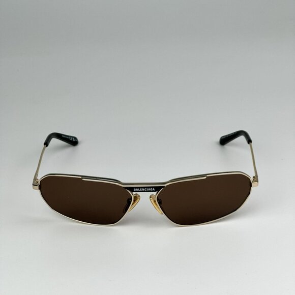 Balenciaga BB0245S 003 BRAND NEW Sunglasses Gold Brown Geometric Unisex main image 8